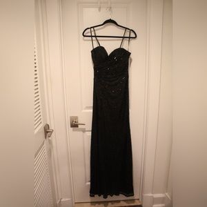 Black strapless sequin gown
